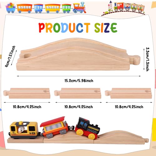 5 Pcs Wood Train Track Expansion Set Straight Wooden Train Track Expansion Wooden Train Bridges Straight Track Expan-sion Woo-den Train Tra-ck Accessories for Most Major Toy Train Tra-CKS Railway - Thumbnail 3