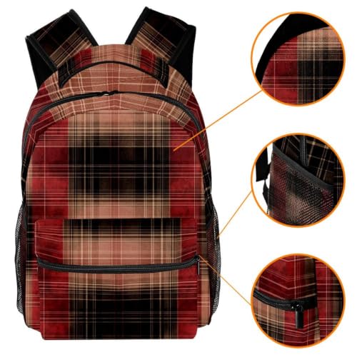 Mochila escolar de cuadrícula impermeable de 29x20x40cm para laptop 3