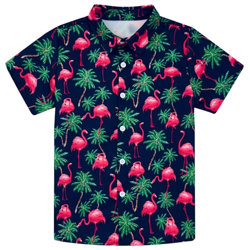 Image of Ahegao Little & Big Boy's Button Down Hawaiian Shirts Short Sleeve Cool Cartoon Print Dress Tops T-Shirt for Kids 7-14T