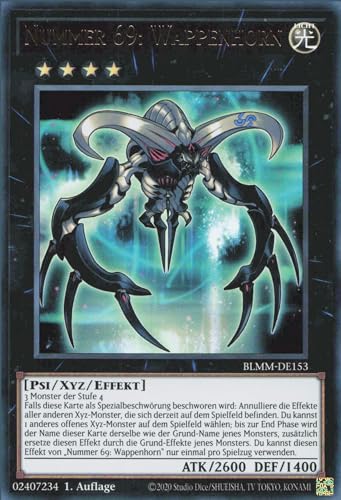 Nummer 69: Wappenhorn BLMM-DE153 Ultra Rare Deutsch Boosterfrisch 1. Auflage - Battles of Legend: Monster Mayhem - mit ReCollectibles-Versandschutz - für Yu-Gi-Oh!