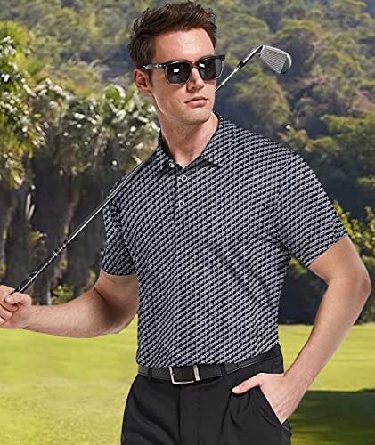 Mens Polo Shirts Short Sleeve Moisture Wicking Dry Fit Performance Athletic Golf Shirt Black White 2Xl #TOP3