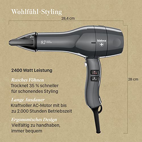 Foto von Valera, Swiss Ioncare 8.7, professioneller Haartrockner, leiser Föhn mit Ionen-Generator, 3 Temperaturstufen, Kaltlufttaste, verdrehsicheres Kabel, 2400 W, Swiss Made
