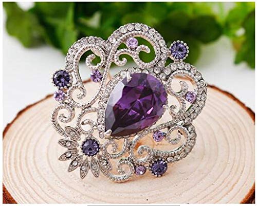 Joyid Crown Cubic Zirconia Brooch Pin For Women Wedding Clothing Bouquet Accessory-Purple #TOP2