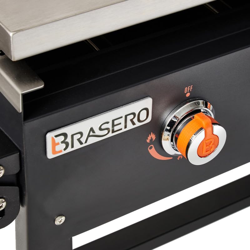 BRASERO BY FAVEX – Plancha gaz Carmen 4 feux – Grande surface – Jusqu'à 12 à 14 convives – Cuisson homogène – Housse incluse