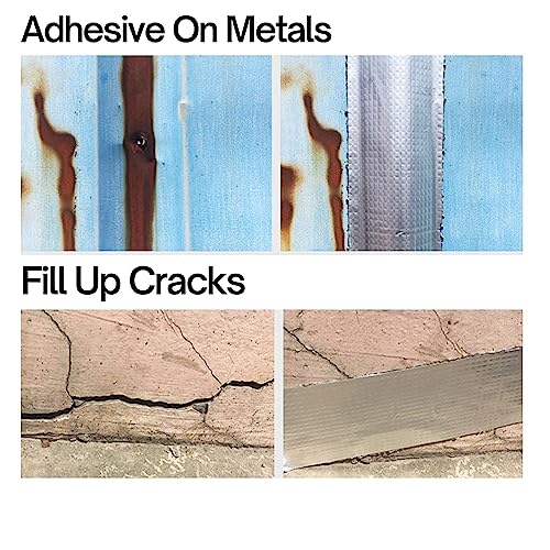 Image of 2 inch 5 Meter, Waterproof Leakage Repair Tape - Aluminum Foil Buty Tape for Roof, Pipe, Wall, Gutter, Car, and Water Tank Leakage Sealing & Waterproofing silver