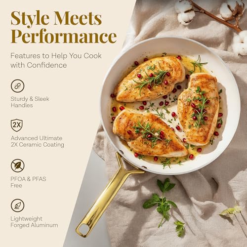 Gotham Steel Modern 11 Pc Ceramic Cookware Set, Elegantly Designed Pots and Pans Set Non Stick with Steamer, Induction Bottom, Premium Stay Cool Handles, Non Toxic PFOA Free, Oven & Dishwasher Safe by GOTHAM STEEL - Image 3