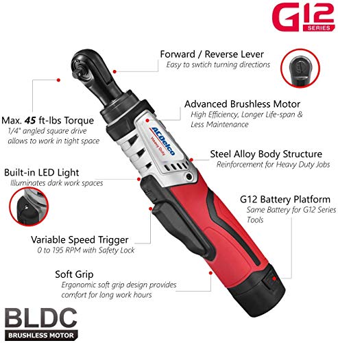 Acdelco G12 Series 2-Tool Combo Kit- 1/4" & 3/8" Brushless Ratchet Wrench, Arw12103-K8 #TOP1