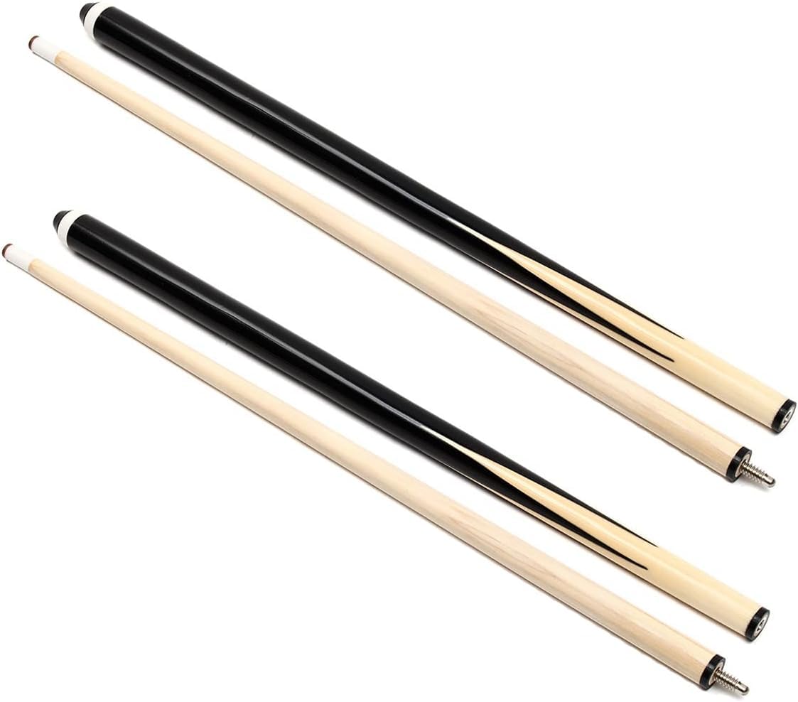 Queues de Billard 145cm en Bois dévissable en Deux Parties - Bâtons de Queue de Billard pour Jeu de Table (Lot de 2 x 145cm) - Hobby Tech