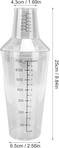 Miniatura 2 de Coctelera de plástico, coctelera transparente, juego de coctelera transparente, juego de coctelera de escala transparente, coctelera de bar,