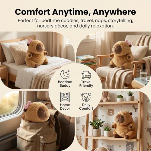 Image of FuzzyTales Bow Capybara Soft Toy 25cm | Stuffed Plush Animal for Kids & Adults | Kawaii Cute Animal Toy for Cuddles, Gifts & Room Decor | for Birthdays, Thanksgivings and Every Event (25cm with Bow)