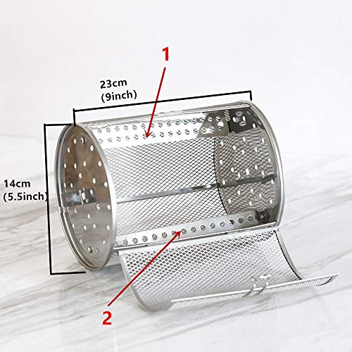 Falytemow Stainless Steel Rotisserie Grill Roaster Drum Oven Basket Oven Roast Baking Rotary for Peanut Dried Nut Coffee Beans BBQ 5.51 x 9.04 inch (14x23cm) - Thumbnail 4
