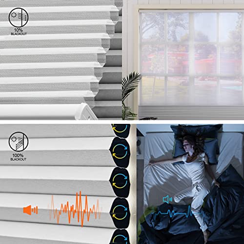 Yoolax Motorized Top Down Bottom Up Shades With Remote Control, Day Night Cellular Shades That Brings Both Light Filtering & Privacy, Cordless Blackout Blinds For Window, Pleated Shade, Costomize Size #TOP4