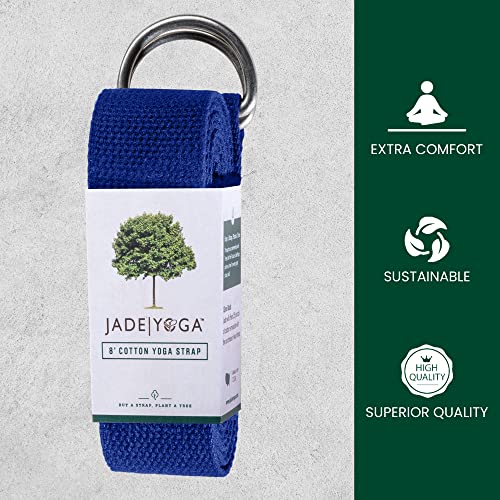 Jadeyoga 8-Foot Cotton Yoga Strap - Adjustable D-Ring Buckle For Yoga, Stretching, Pilates, & More - Durable Yoga Accessory - Ideal For Beginners To Expert Yogis - Available In Black, Blue & Purple #TOP2