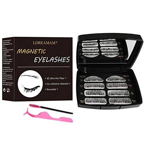 Preisvergleich Produktbild Magnetische Wimpern,Künstliche Wimpern,Falsche Wimpern, Künstliche Ultradünne Magnete,Geringes Gewicht,Mit Pinzette,Einfach zu Tragen,Wiederverwendbar Ohne Klebstoff 2 Paar 8 Stück