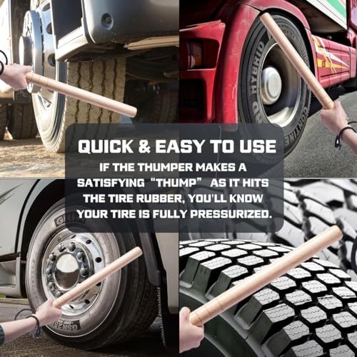 Image of Tire Thumper for Truckers,Wooden Self Defense Tire Bat,Truck Tire Pressure Checker