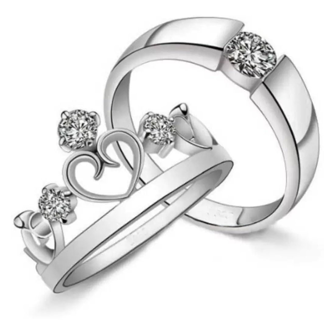 Men Style Silver Plated Adjustable King Crown Queen Couple Finger Ring Ring2019027 (B0CH7YW1PZ) Amazon Price History, Amazon Price Tracker