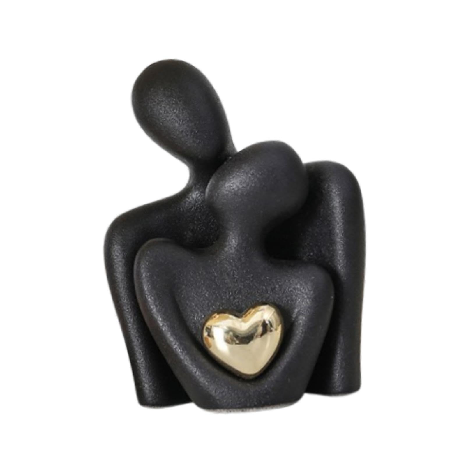 PIXZCSA Couple Statue Modern Decor Abstract Art Statue Lovers Statues Valentines Day Decoration Birthdays Living Room Weddings, Black, M