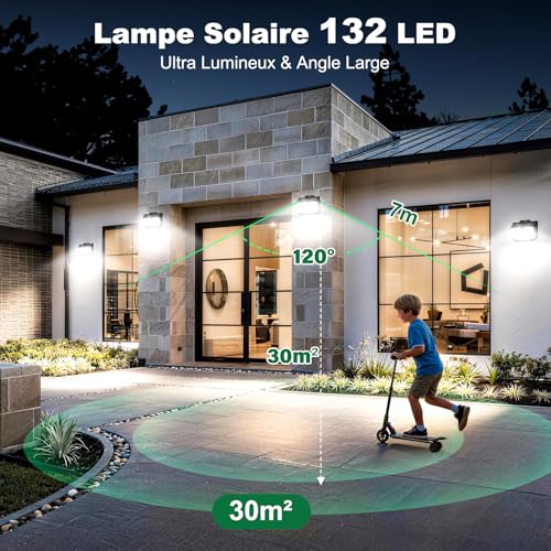 Luces solares para exteriores impermeables IP65 aplique de pared de 3 modos con sensor de movimiento 6