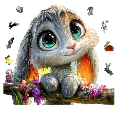 Ruikiyart Wooden Bunny Puzzles for Adults,Rabbit Wood Puzzles for Kids