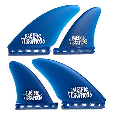 PACIFIC VIBRATIONS Futures Controllers Surfboard fins 4 Quad fin Set Fiberglass Color Blue