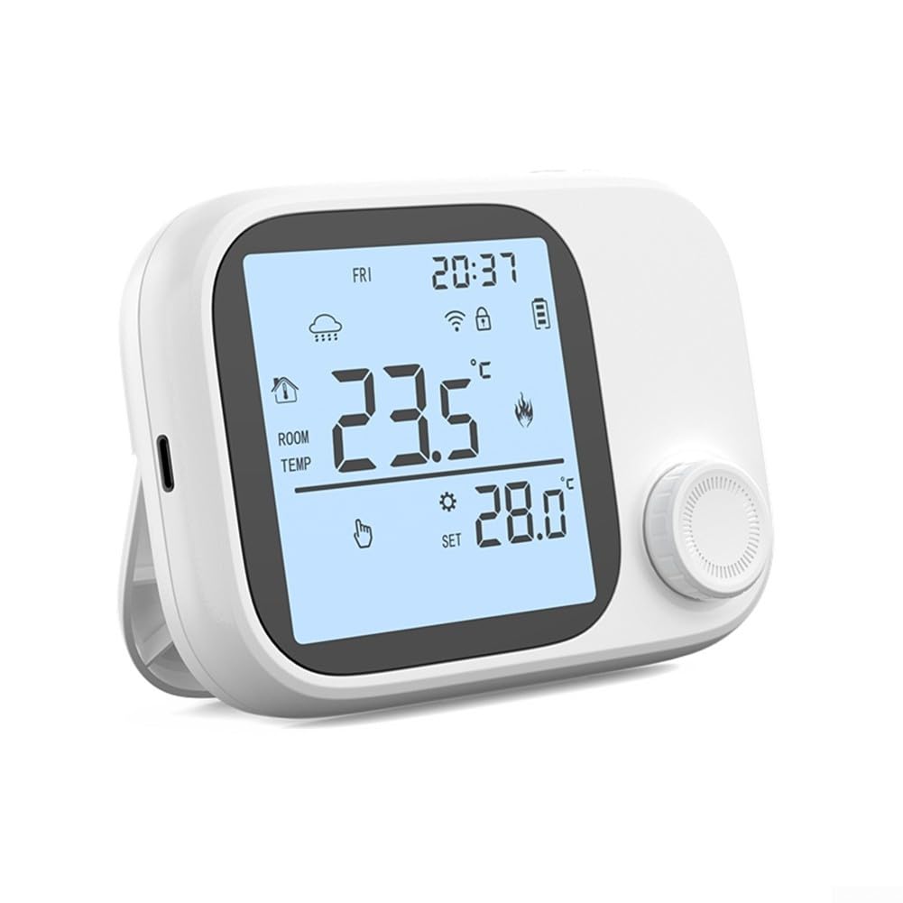 RF433 - Termostato per caldaia wireless per Tuya Smart WiFi, controllo della temperatura programmabile, regolatore di riscaldamento a lungo raggio in bianco e nero
