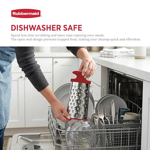 Rubbermaid Stainless Steel Cheese Grater - 9.5" Oval Handheld Box Grater with EZ Grip Handle - Multi-Surface Food & Cheese Shredder | Zester & Graters for Kitchen - Dishwasher Safe - image 5