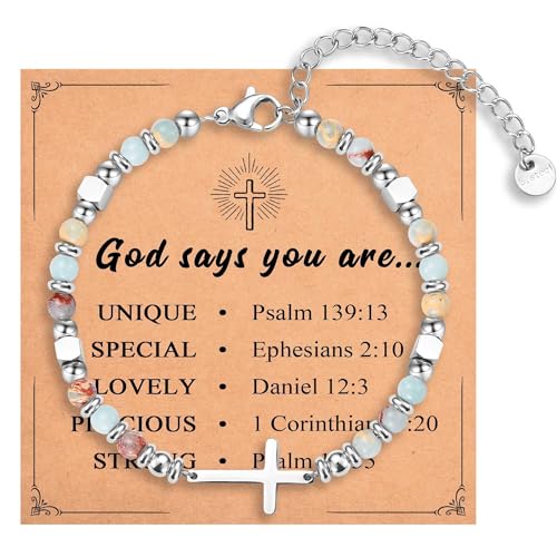 Image of Christian Gifts for Women Girls, Religious Cross Bracelet, Birthday Christmas Easter Baptism Confirmation First Communion Valentines Day Graduation Gifts for Her