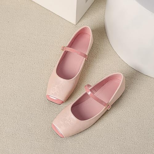 Women's Dressy Ballet Flats Shoes,Elegant Print Close Square Toe Mary Jane Flats,for Women Work Office Casual Shoes3