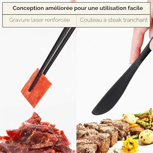 Couverts Lunch Box, Quatish Portable Boite a Couvert Pour Le Travail, Set de Couvert Camping Réutilisable en Acier Inoxydable, Cuillère et Fourchette Set Pour le Camping, Pique-nique, Voyage, Noir – vue 4