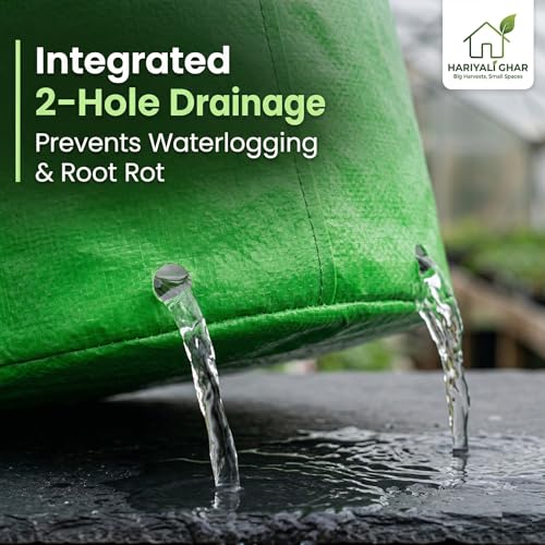 Image of Heavy Duty 260 GSM HDPE Square Grow Bags 24x12x12 Inch, UV Protected Green Planting Bags for Terrace Kitchen Gardening Pack of 5