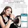 Lgnitek Smartwatch Damen mit EKG+HRV/BMI/Harnsäure, Rund 1,43" AMOLED Gesundheitsuhr mit 24H ΒΙυtdrυck Schlafmonitor Menstruationszyklus Fitness Tracker iOS Android, Schwarzes Milanaise-Armband
