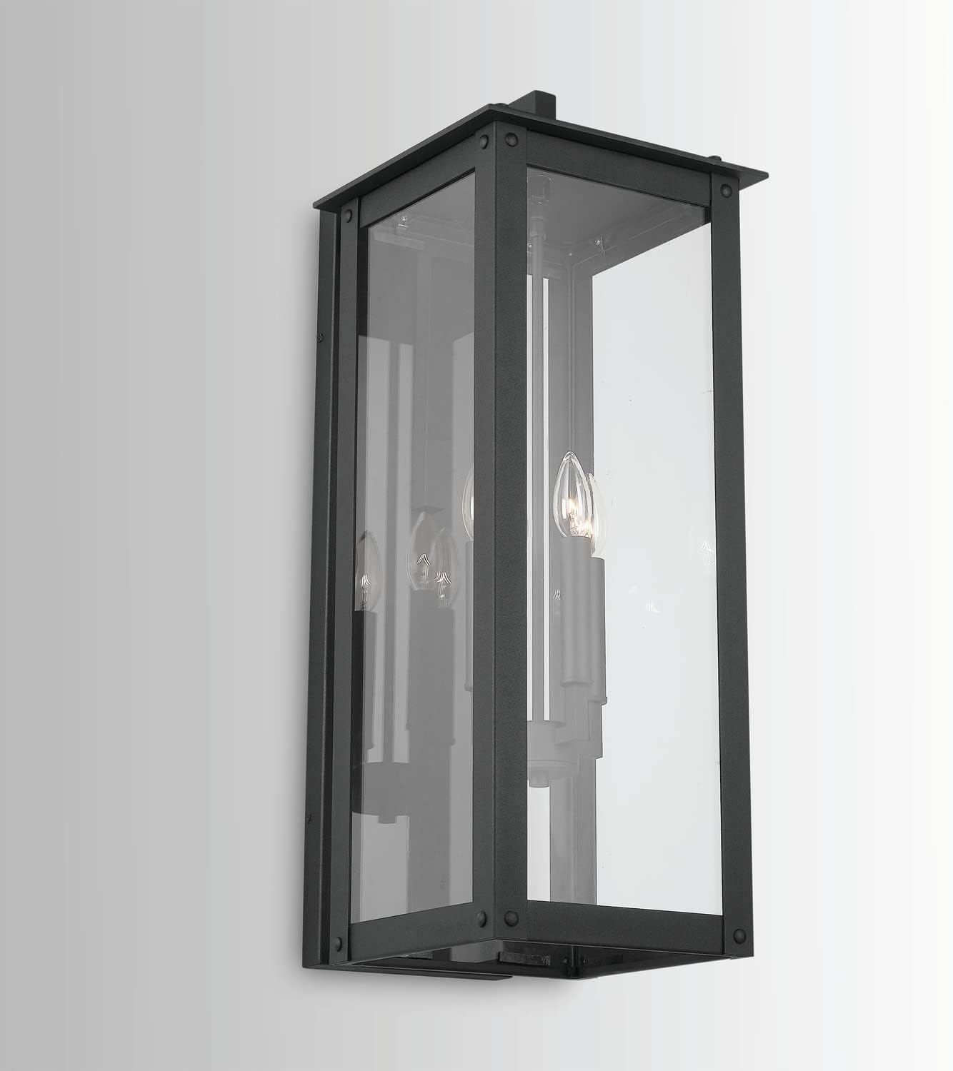 Capital Lighting 934641BK Hunt Urban/Industrial Clear Glass Rectangular Outdoor Wall Lantern, 4-Light 240 Total Watts, 29" H x 11" W, Black
