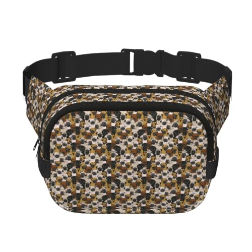 Sac ceinture carré double couche au design imprimé Carlin et finitions casual
