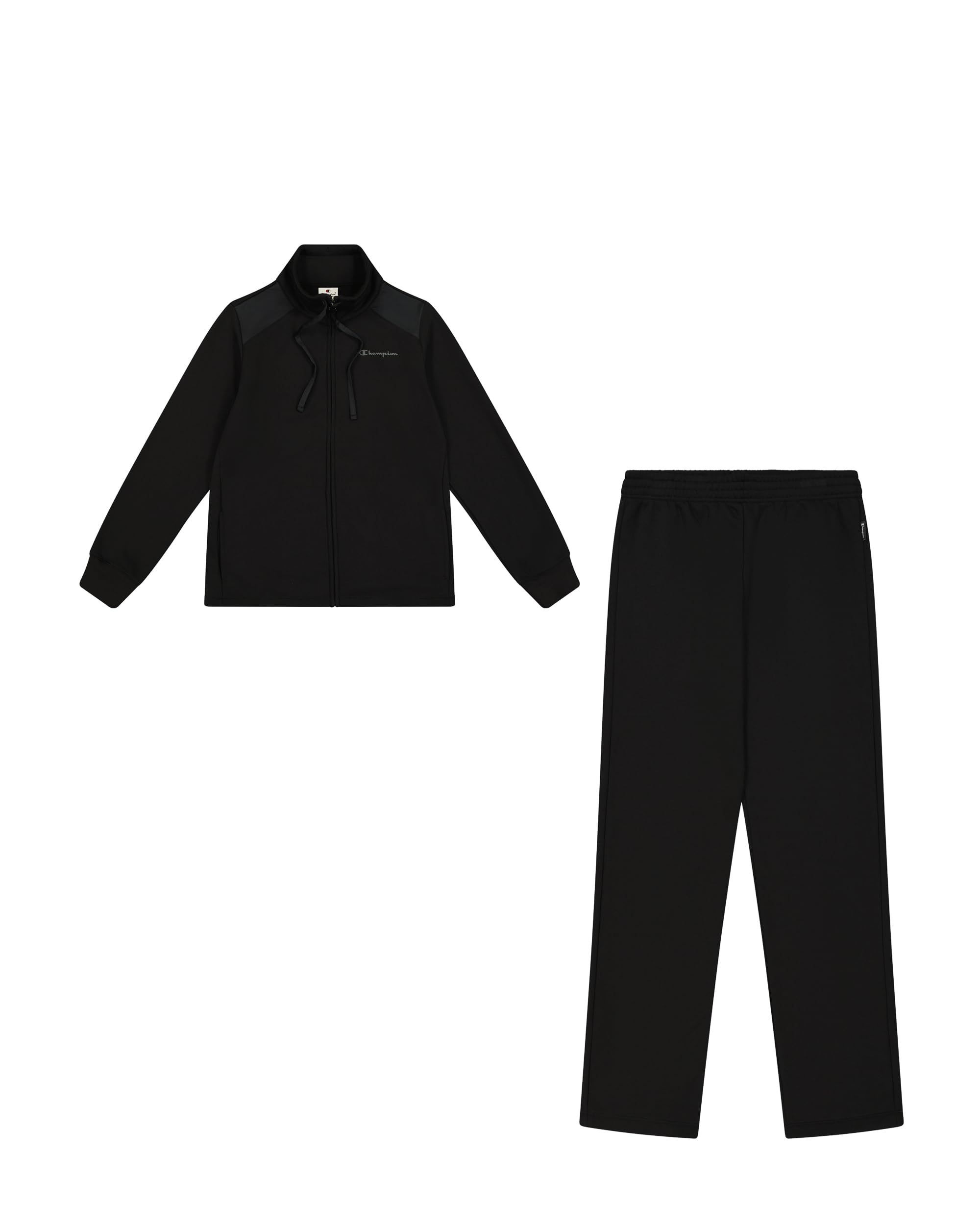 Champion Women's Legacy Script Shop Easy Satin W (117525) -Soft Compact Powerblend Fleece High-Neck Tracksuit, Black (KK001), S
