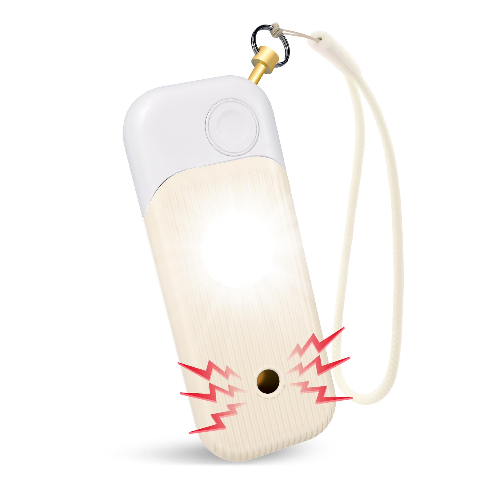 Personal Safety Alarm for Women - 140dB Self Defense Keychains Siren Whistle with Sos LED Strobe Light Personal Emergency Security Safe Devices Key Chain Alarms in 5 Pop Colors - White