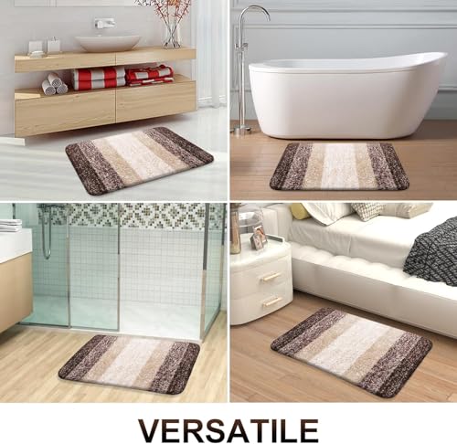 Image of HOWNICE Decore Microfiber Door Mats for Home Entrance Living Room | Anti Skid Doormats for Bathroom Entrance and Bedrooms | Main Door Mats for Entrance Mat (Stripe Mat Brown)