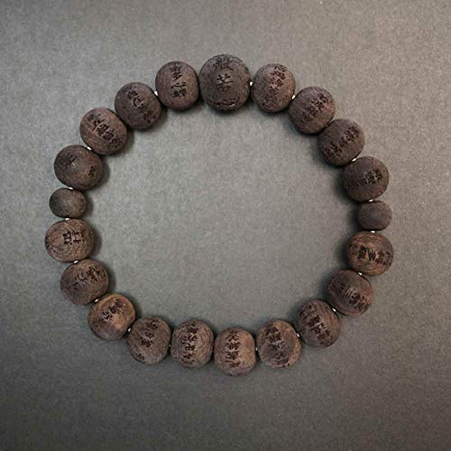 Black Ebony Heart Sutra Carve Beads Bracelet Japanese Juzu dhyana Zen Meditation Handmade gift for Men Elastic stretch Mala bracelet for men4