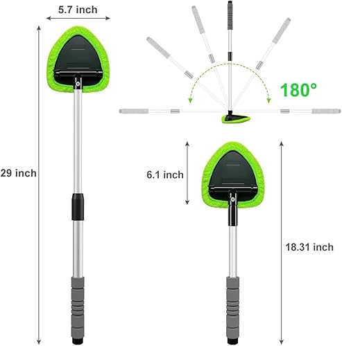 Miniatura 9 de XINDELL - Herramienta de limpieza de parabrisas de 29 pulgadas, kit de limpieza de ventana interior de automóvil con mango largo extendido y 4