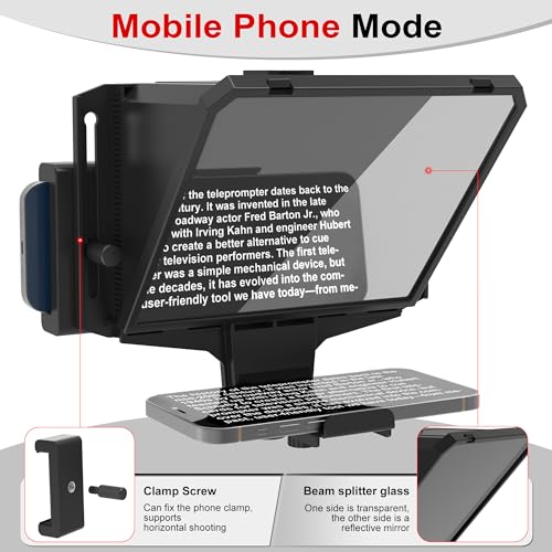 Teleprompter para teléfono y cámara con cristal divisor de haz HD 70/30 y control inalámbrico 4