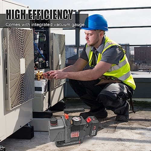 AG AUTOGEN Innovative Auto Genius AUTOGEN Cordless Vacuum Pump with Pressure Gauge,3.5CFM 18V Lithium Battery DC Single Stage,5Pa Ultimate Vacuum,1/4HP Brushless Motor HVAC(AVP-WS)