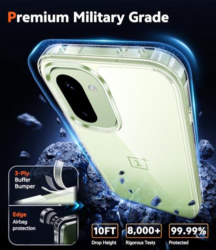 Image of FNTCASE for Oneplus 15R Case Clear: One Plus 15R Phone Cases with Screen Protector Slim Anti Yellowing Military Grade Drop Protection Rugged Shockproof Protective Transparent Cell Cover (Clear)