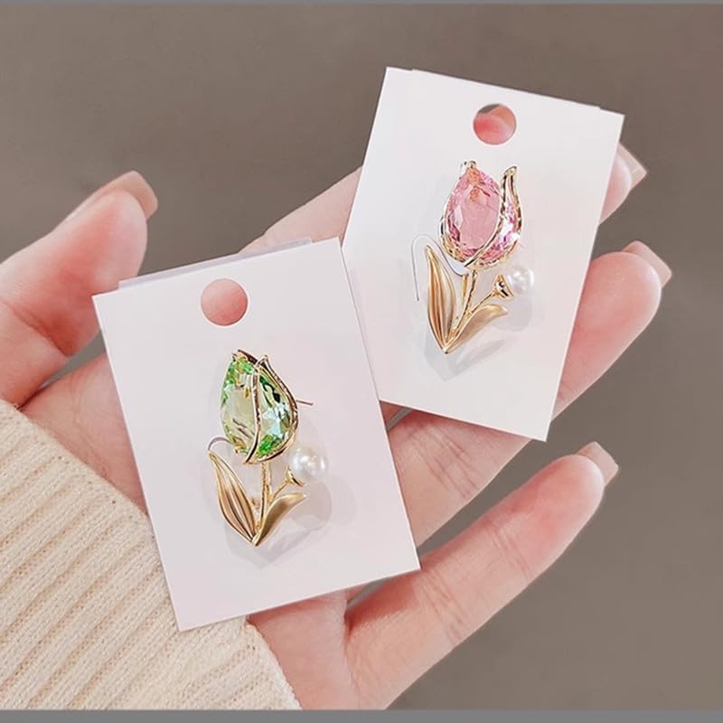 Image of Elegant Floral Brooch Pins for Women, Crystal Pearl Rhinestone CZ Flower Lapel Pin Wedding Party Exquisite Brooches and Pins for Women Ladies