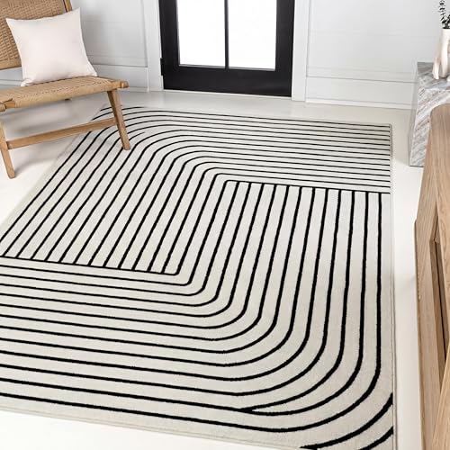 Odense Black/White Indoor Area Rug Non-Shedding
