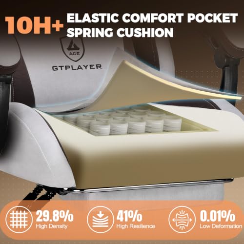 Image of GTPLAYER Gaming Chair with Footrest, Ergonomic Office Chair 400lbs Heavy Duty, Big and Tall Computer Desk Chair with Lumbar Support and Headrest, Breathable Tech Fabric, 90-155 Recline Brown