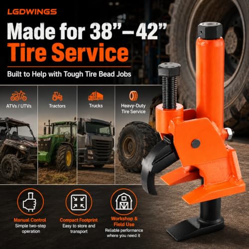 Image of Manual Tire Bead Breaker Tool, Professional Heavy Duty Hand Held Tire Changer with Rubber Pad Protector for ATV, Tractor, Lawn Mower, Truck & Car Tires (Orange)
