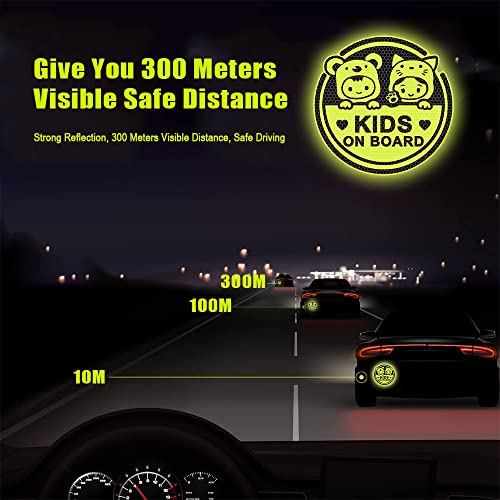 Image of 2PCS Assured Signs Baby On Board Sign Stickers,Reflective Kids on Board Stickers Baby Safety Warning Decal for Cars- Bright Yellow, Durable (Kids on Board)