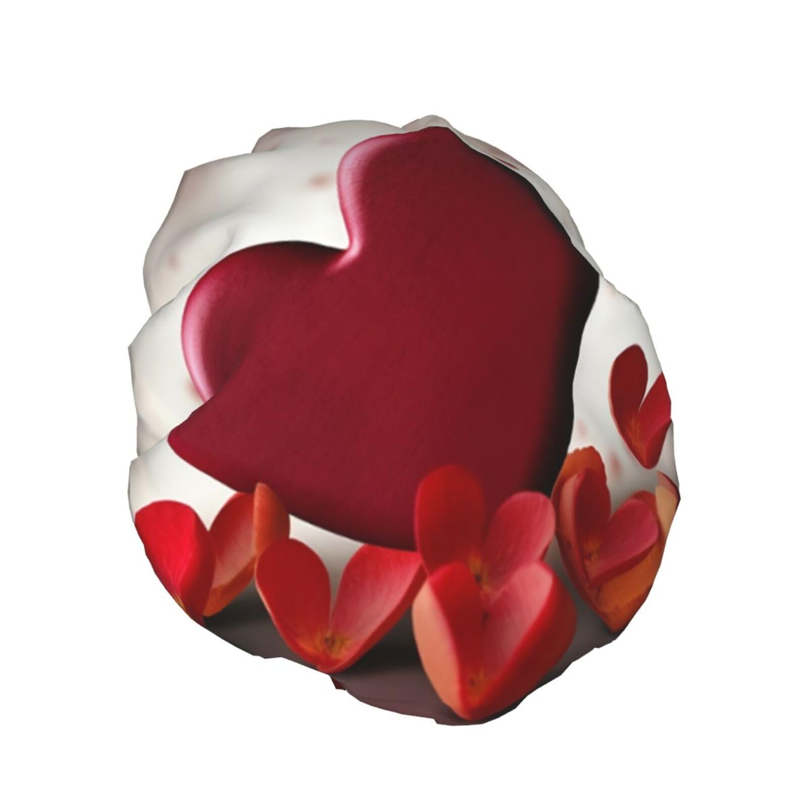 Hearts with Love Shower Cap for Women Reusable Waterproof Shower Bonnet Washable Elastic Band Bath Hair Hat Double Layered Bath Cap Extra Large for Long Hair
