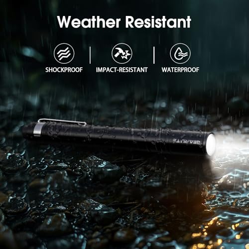 GEARLITE Mini LED Taschenlampe, IPX4 Wasserdicht Stiftlampe, Handheld Klein, Perfekt für Inspektion, Arbeit, Reparatur, Zuhause, Notfälle (Inkl Batterien)