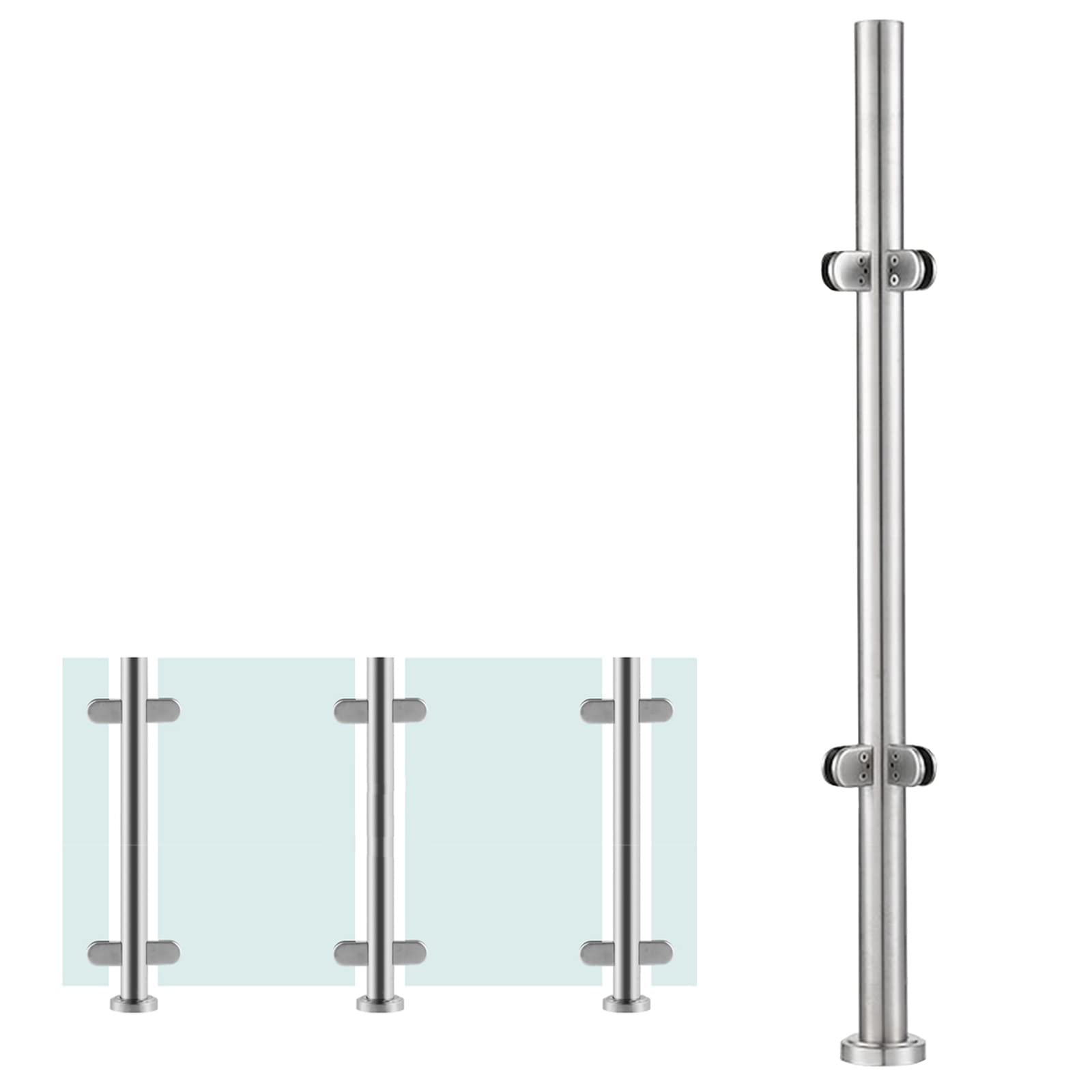 System słupków balustradowych ze stali nierdzewnej – narożny/środkowy/końcowy słupek do schodów, tarasów, basenów, balkonów, balustrady o wysokości 120 cm dla bezpieczeństwa i stylu
