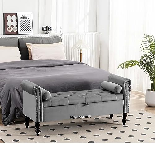 Image of Cleobury Storage Couch Bench Ottoman Bench 2 Seater Sofa Settee for livingroom badroom Office (Grey)
